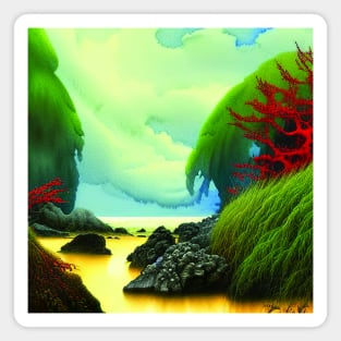 Green Jungle In The Sea Magnet